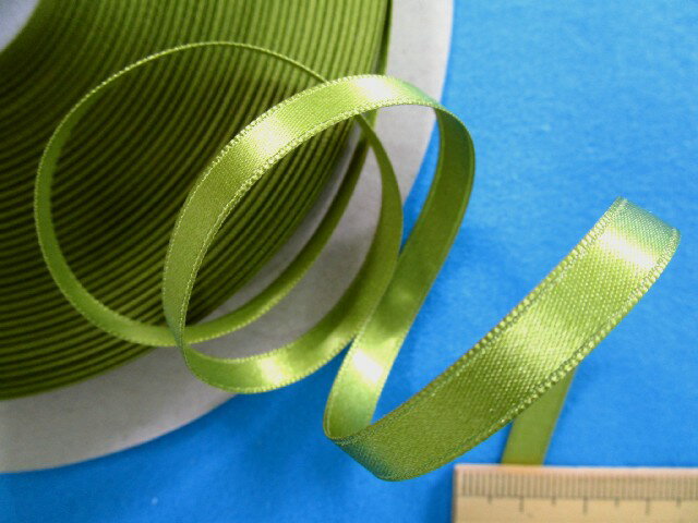 Ribbon - 両面サテンリボン（0.6cm幅 50m巻)キミドリ系