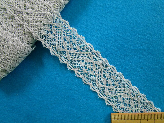 綿トーションレース（2.2cm幅 5m巻）薄グレー