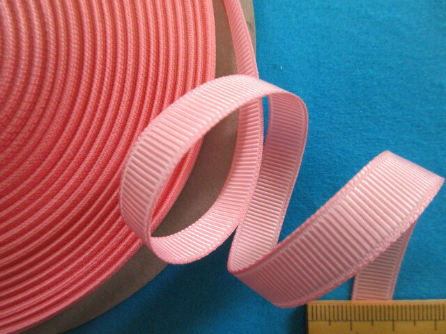 グログランリボン（0.9cm幅 30m巻）ピンク//