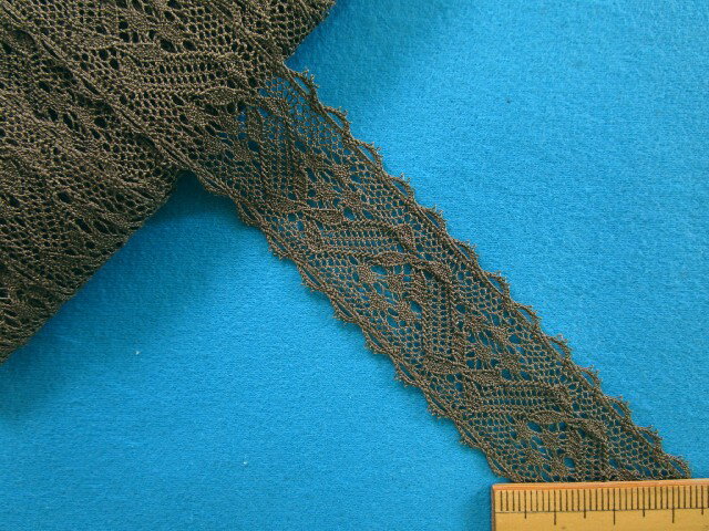 綿トーションレース（2.2cm幅 5m巻）濃カーキ
