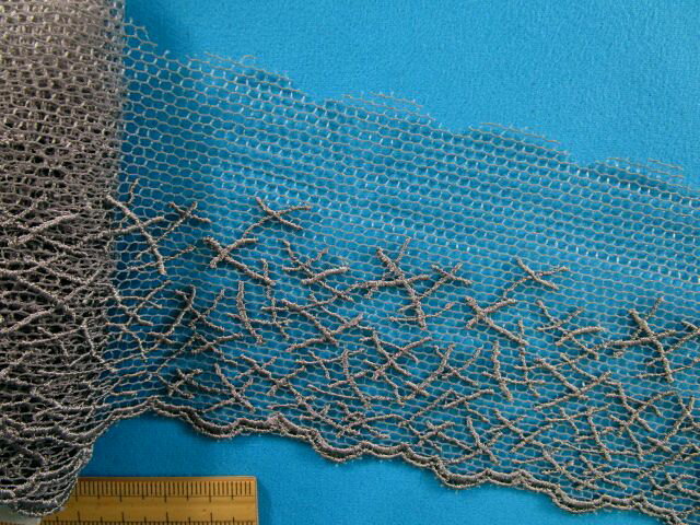 チュールレース（8cm幅 5m巻）茶グレー