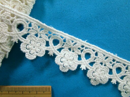 綿トーションレース(2.5cm幅 3m巻)アイボリー 綿トーションレース(2.5cm幅 3m巻)アイボリー