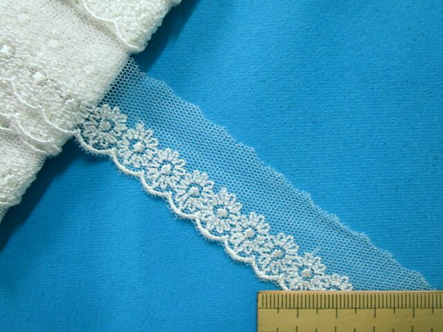 チュールレース（2.3cm幅 5m巻）オフ白