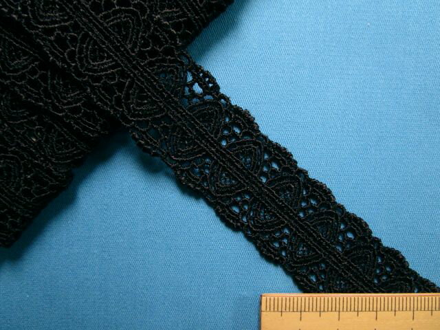 レーヨンケミカルレース(2.4cm幅 3m巻）黒