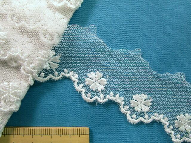 チュールレース（2.9cm幅 4m巻）オフ白