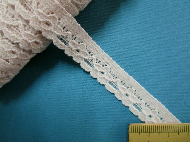 ストレッチレース（1.3cm幅 15m巻）薄渋ピンクのサムネイル