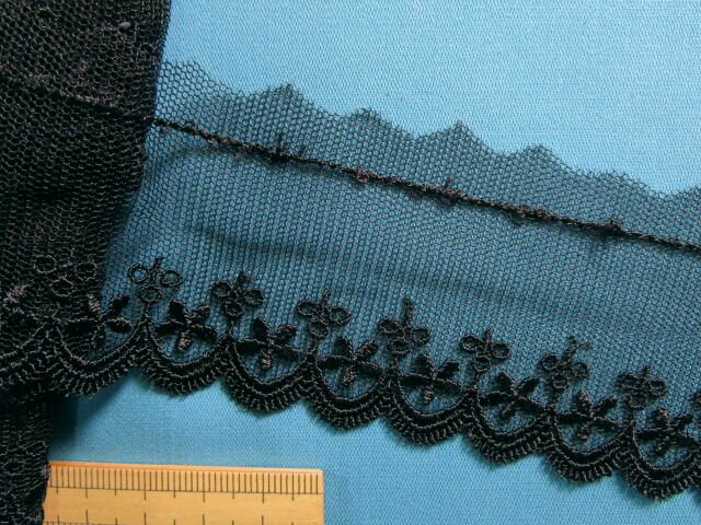 チュールレース（4cm幅 4m巻）黒