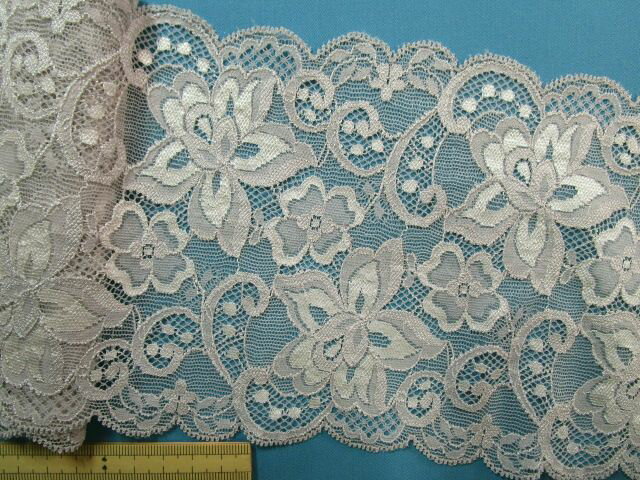 ストレッチレース（14cm幅 3m巻）薄グレー系のサムネイル