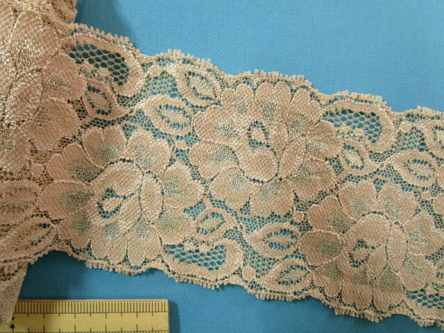 ストレッチレース(7.4cm幅 5m巻) 薄茶系