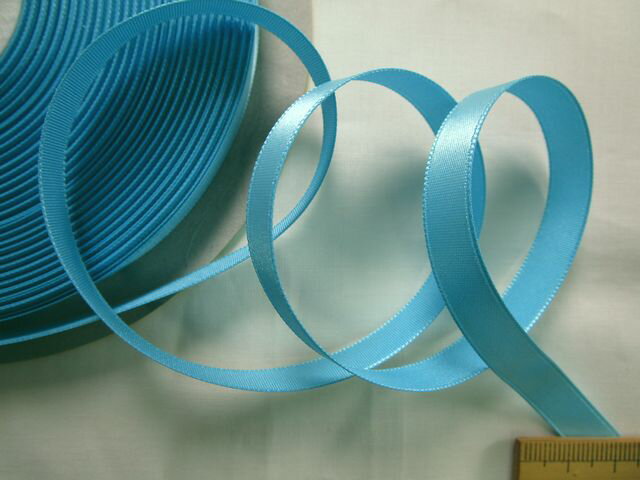 片面サテンリボン（0.9cm幅 30m巻)水色