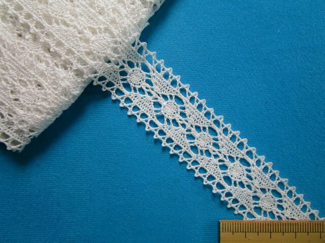 綿トーションレース（2.5cm幅 5m巻）オフ白