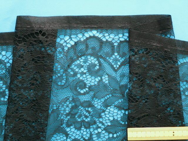 ラッセルレース生地花・黒（100cm幅　2m）