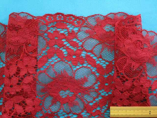 コードレース生地花・エンジ系（150cm幅　1．5m）