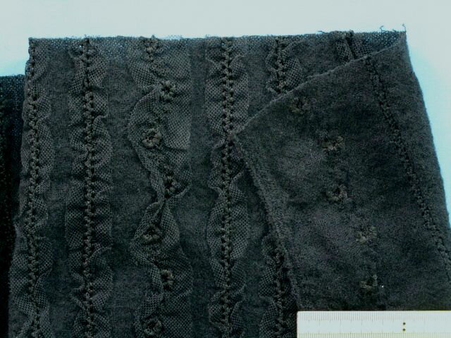 ウールレース生地小花・黒（90cm幅　2m）