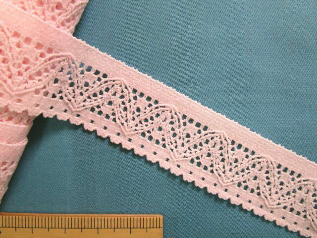 ストレッチレース（2.2cm幅 10m巻）ピンク