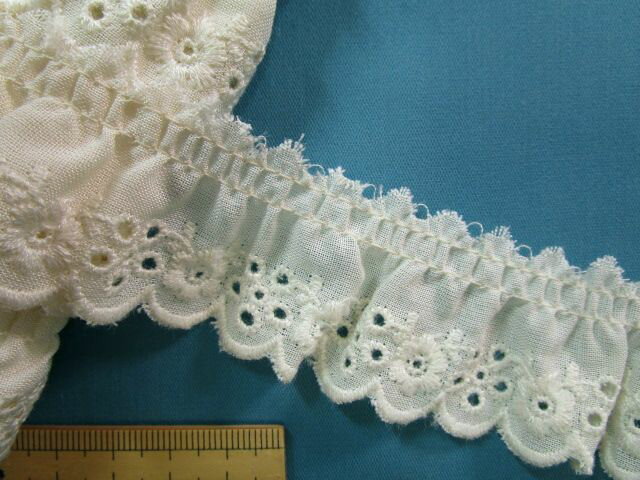 綿ギャザーレース(3.2cm幅 3m巻）ベージュのサムネイル