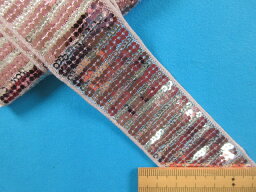 スパンコールテープ（3.8cm幅　3m巻）銀×薄ピンク