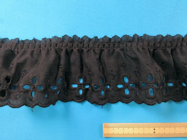 綿ギャザーレース（5.2cm幅　2.5m巻）黒