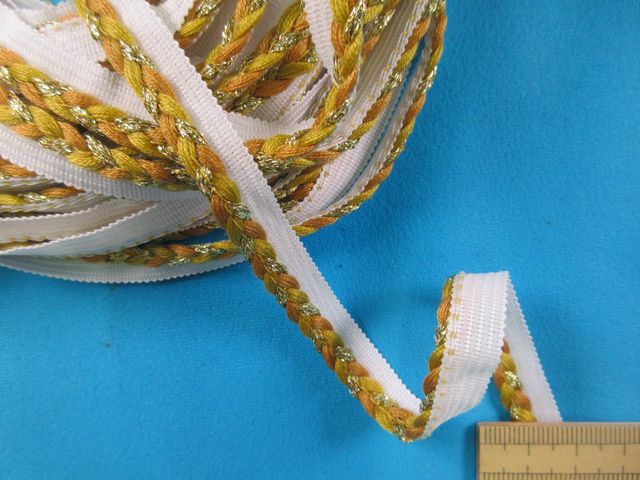 三つ編みパイピング(1.1cm×10m)カラシ×渋オレンジ×金