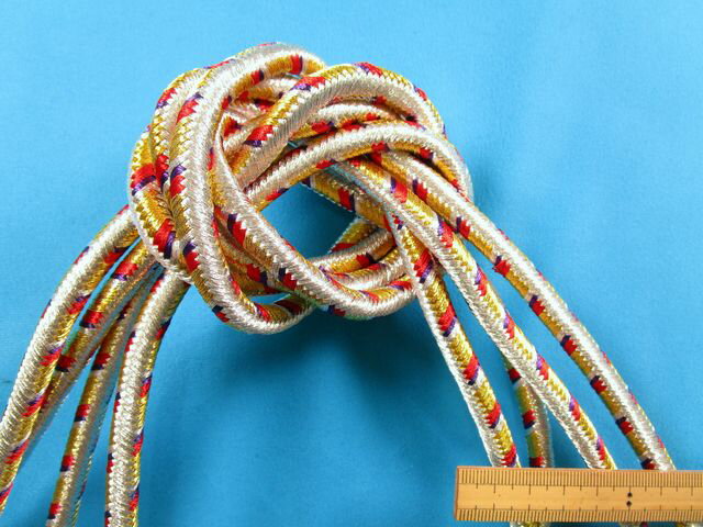 和調飾りコード(直径7mm 3m巻)銀×金×赤×紺