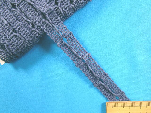 在庫処分甚平レース紺系（1．4cm幅　5m巻）