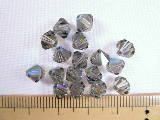 スワロフスキー5301（6mm）Black　Diamond（215）　Aurore　Boreale（AB)//