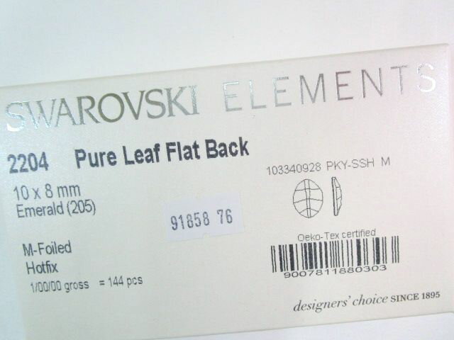 スワロフスキー（ホットフィックス）2204　Pure Leaf Flat Back 10x8mmEmerald(205)　M-Foiled