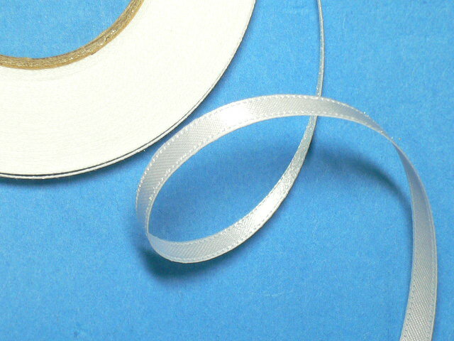 両面シルキーサテン白（6mm幅　15m巻）