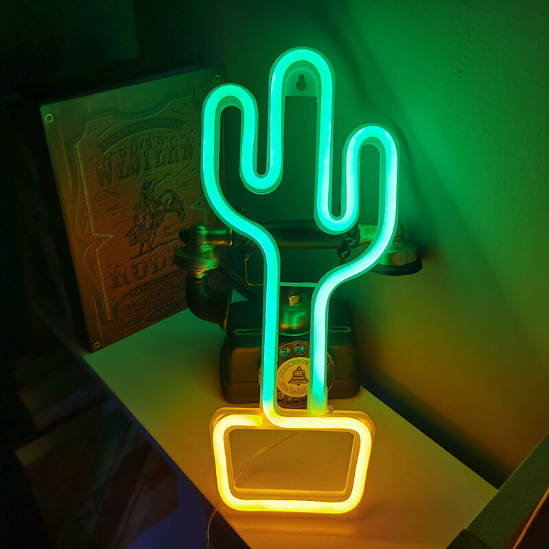 サボテンネオンサイン LED ネオンサイン NEON カクタスネオンライト LED看板 ネオ...