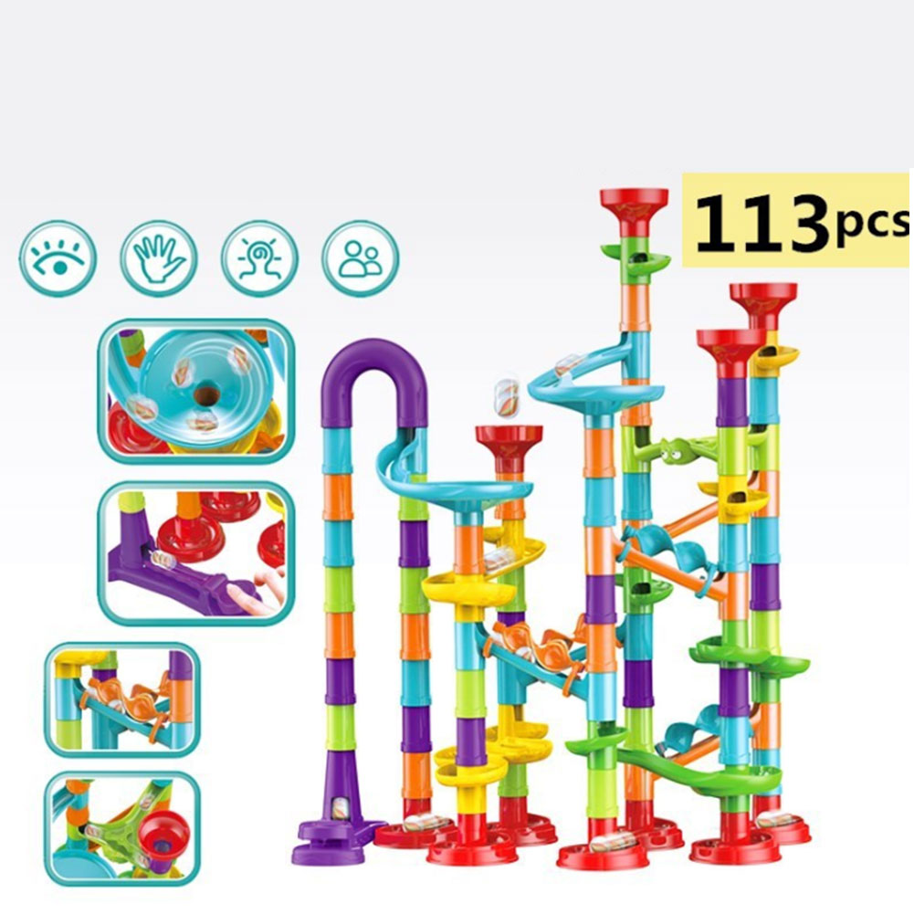 スロープトイ おもちゃ　玩具　ビーズコースター スロープ 組み立て ブロック DIY 立体 パズル 男の子 女の子 誕生日のプレゼント 　ビー玉転がし　113ピース