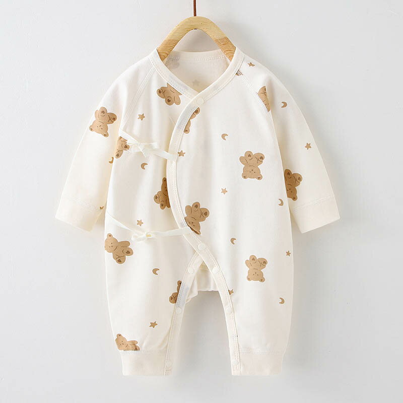 ベビー服 新生児服 2枚セット 綿100% 長袖カバーオール 前開きタイプ 新生児 男の子 女の子 かわいい 赤ちゃん服 ロンパース 出産祝い プレゼント こぐま柄 こひつじ柄 52cm 59cm 66cm