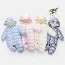 ベビー服 ジャンプスーツ カバーオール 長袖ロンパース ダウンコート 中綿コート フード付き 防寒 秋冬用 男の子 女の子 赤やん 防寒着 出産祝い ギフト か...