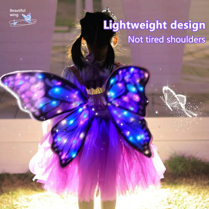光る レインボー 蝶々の羽根セット 光るおもちゃ 電動おもちゃ 子供 フェアリー 女の子 妖精 蝶 羽 虹色 可愛い 子供の誕生日 飾り付け 天使の翼 コスプレ...