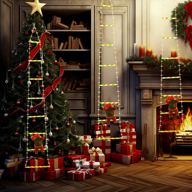 クリスマス イルミネーション USB式 1.7M/3M サンタはしご 電飾 サンタクロース クリスマス サンタ 飾り 置物 3D立体感 クリスマスツリー飾り 可愛い 室内 屋外 玄関 庭 お店 ショップ ハロウィン 誕生日 お祝い パーティー飾り ledライト クリスマス