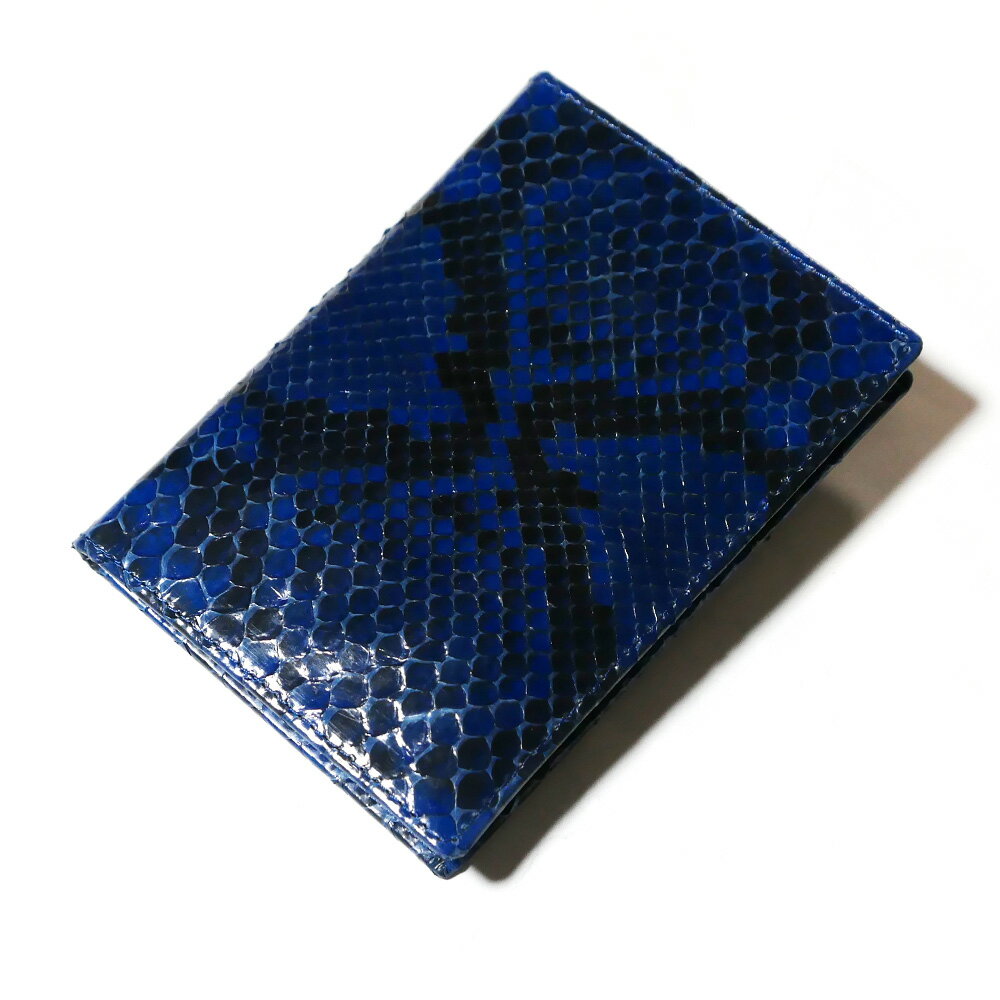 カードケース カード入れ 薄型 大容量 ダイヤモンド パイソン 蛇 ヘビ グレージング 藍染