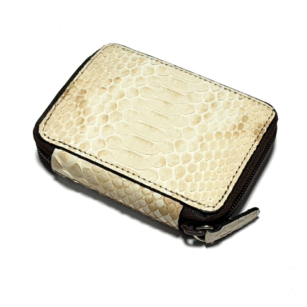 ラウンドファスナー カードケース カード入れ 本革 パイソン ハーフブリーチ じゃばら式 大容量 コンパ..