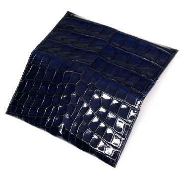 長財布 財布 サイフ 薄型 メンズ財布 レディース財布 クロコダイル革 鰐革 ワニ革 レザー 無双仕様 マチ無し 小銭入れ無し 日本製 グレージング 藍染