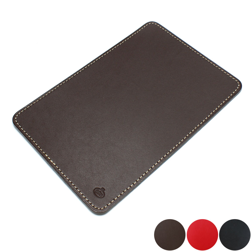 マウスパット 牛革 レザーマウスパット 長方形 パソコン小物 レザー文具 各色 チョコ ブラック レッド