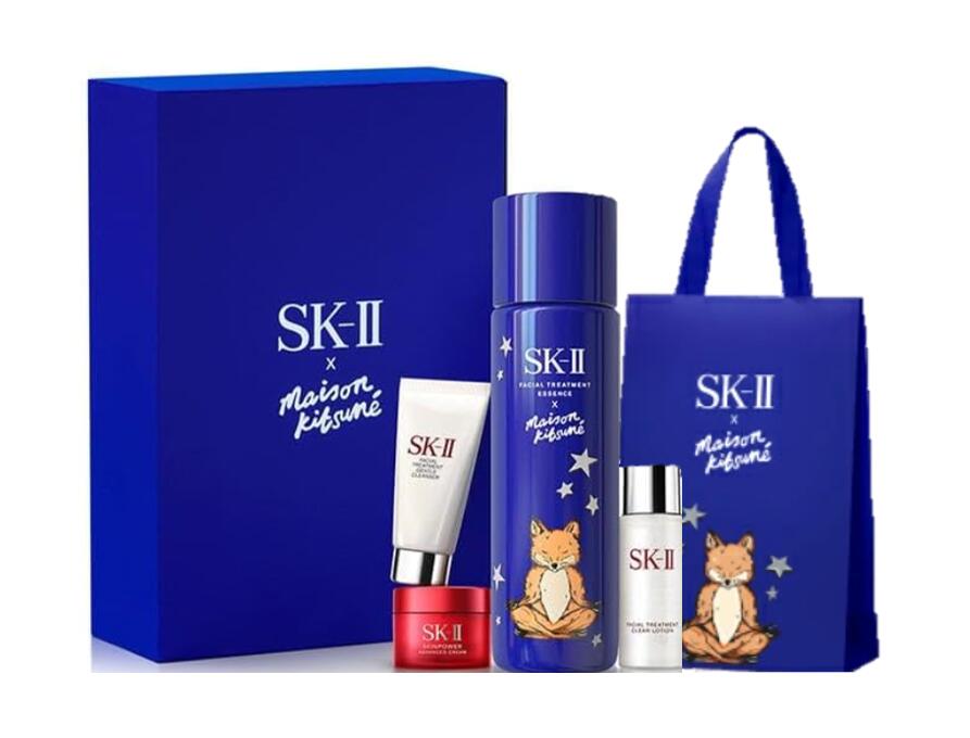 SK2 フェイシャルトリートメント エッセンス x MAISON KITSUNE ホリデー リミテッドエディション レッド ブルー セット SK-II クリアローション スキンパワー アドバンストクリーム クリスマスコフレ 2023 化粧水 クリスマス限定コスメ クリスマス プレゼント 女性のサムネイル