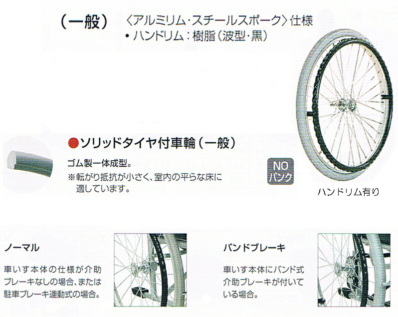 屋内　自走用車いす車輪1本【ソリッドタイヤ24インチ】【アルミリム・スポーク・ハンドリム樹脂波型黒】