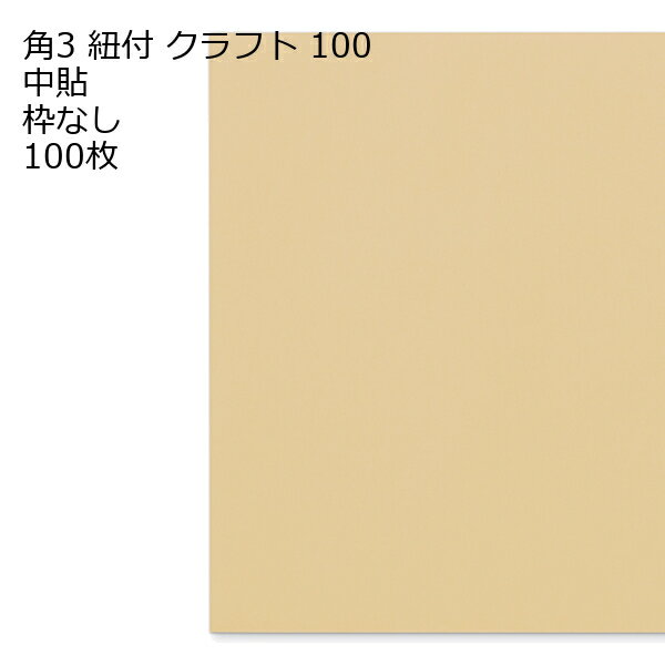 Rakuten - 封筒 角3 クラフト 紐付 紙厚100 枠なし 中貼 100枚
