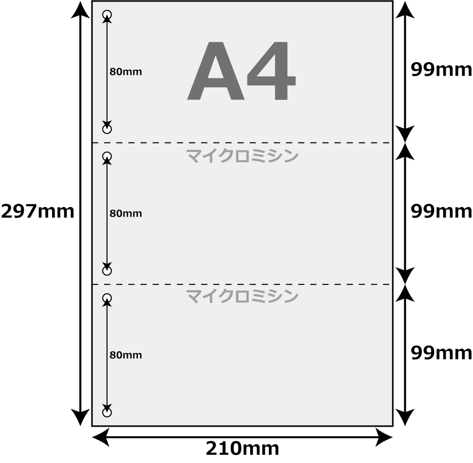 帳票用紙 カラー 500枚 3分割 マイクロミシン ヨコ2本 ファイル穴6個付 A4サイズ レーザープリンター インクジェットプリンター プリンター用紙 マルチプリンタ用 上質カラー用紙 ミシン目入り用紙 プリンター帳票用紙 3面カット紙 2