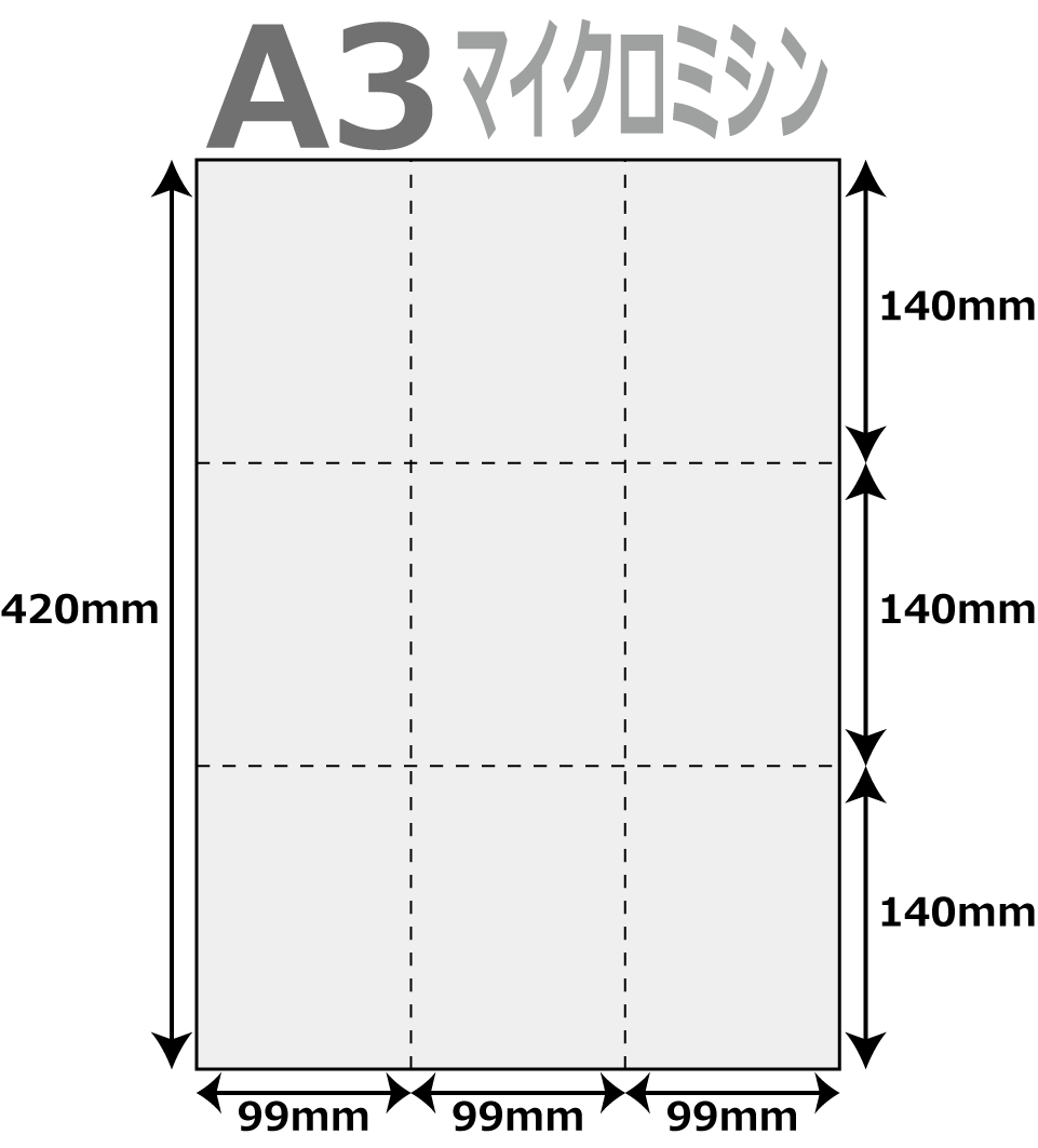 帳票用紙 500枚 9分割 マイクロミシン タテ2本 × ヨコ2本 A3サイズ レーザープリンター インクジェットプリンター プリンター用紙 マルチプリンタ用 上質コピー用紙 ミシン目入り用紙 プリンター帳票用紙 9面カット紙