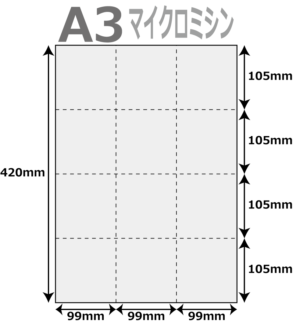 A3 Size Paper - 帳票用紙 500枚 12分割 マイクロミシン タテ2本 × ヨコ3本 A3サイズ レーザープリンター インクジェットプリンター プリンター用紙 マルチプリンタ用 上質コピー用紙 ミシン目入り用紙 プリンター帳票用紙 12面カット紙