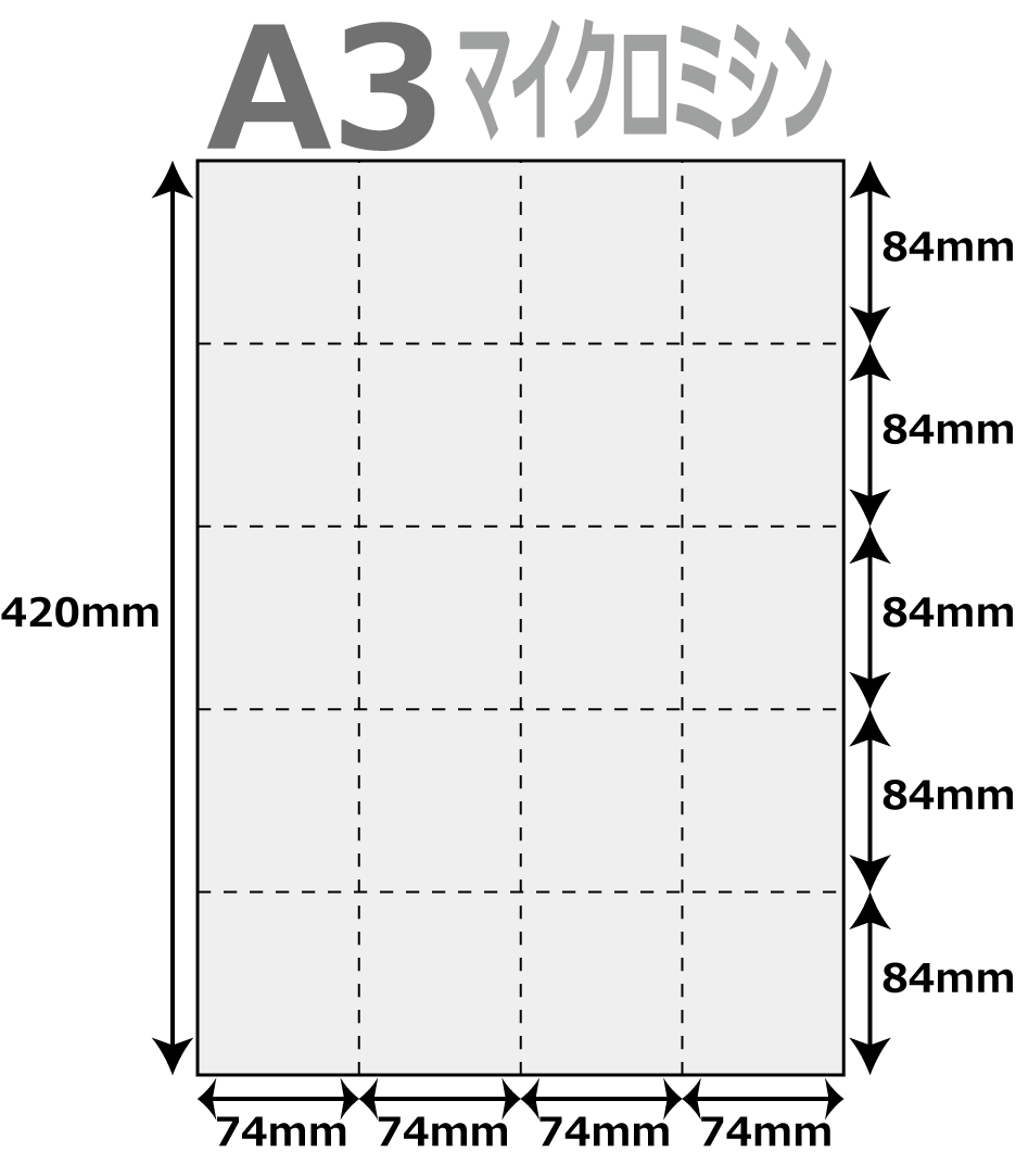 帳票用紙 500枚 20分割 マイクロミシン タテ3本 × ヨコ4本 A3サイズ レーザープリンター インクジェットプリンター プリンター用紙 マルチプリンタ用 上質コピー用紙 ミシン目入り用紙 プリンター帳票用紙 20面カット紙