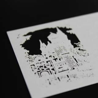 名刺 4号 50枚 切リ絵 A1 城 【 名入れ 印刷なし　紙の販売です 】 【 4号 切り絵 】