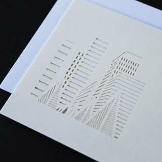 名刺 4号 50枚 切リ絵 A3 ビル ヨコ 【 名入れ 印刷なし　紙の販売です 】 【 4号 切り絵 】