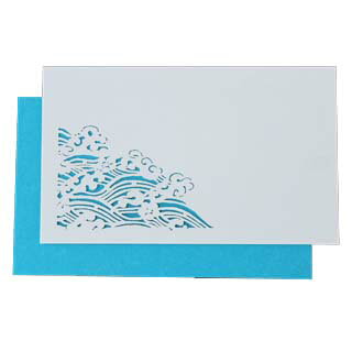 名刺 4号 50枚 切リ絵 M5 波 【 名入れ 印刷なし　紙の販売です 】 【 4号 切り絵 】