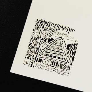 名刺 4号 50枚 切リ絵 M6 合掌作り 【 名入れ 印刷なし　紙の販売です 】 【 4号 切り絵 】