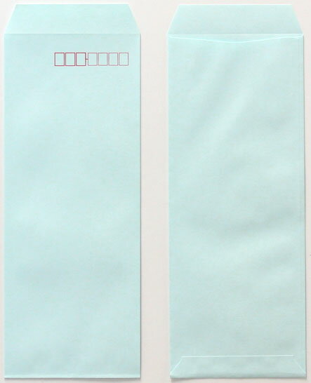 封筒 長40 ECブルー 紙厚80 枠あり スミ貼 1000枚